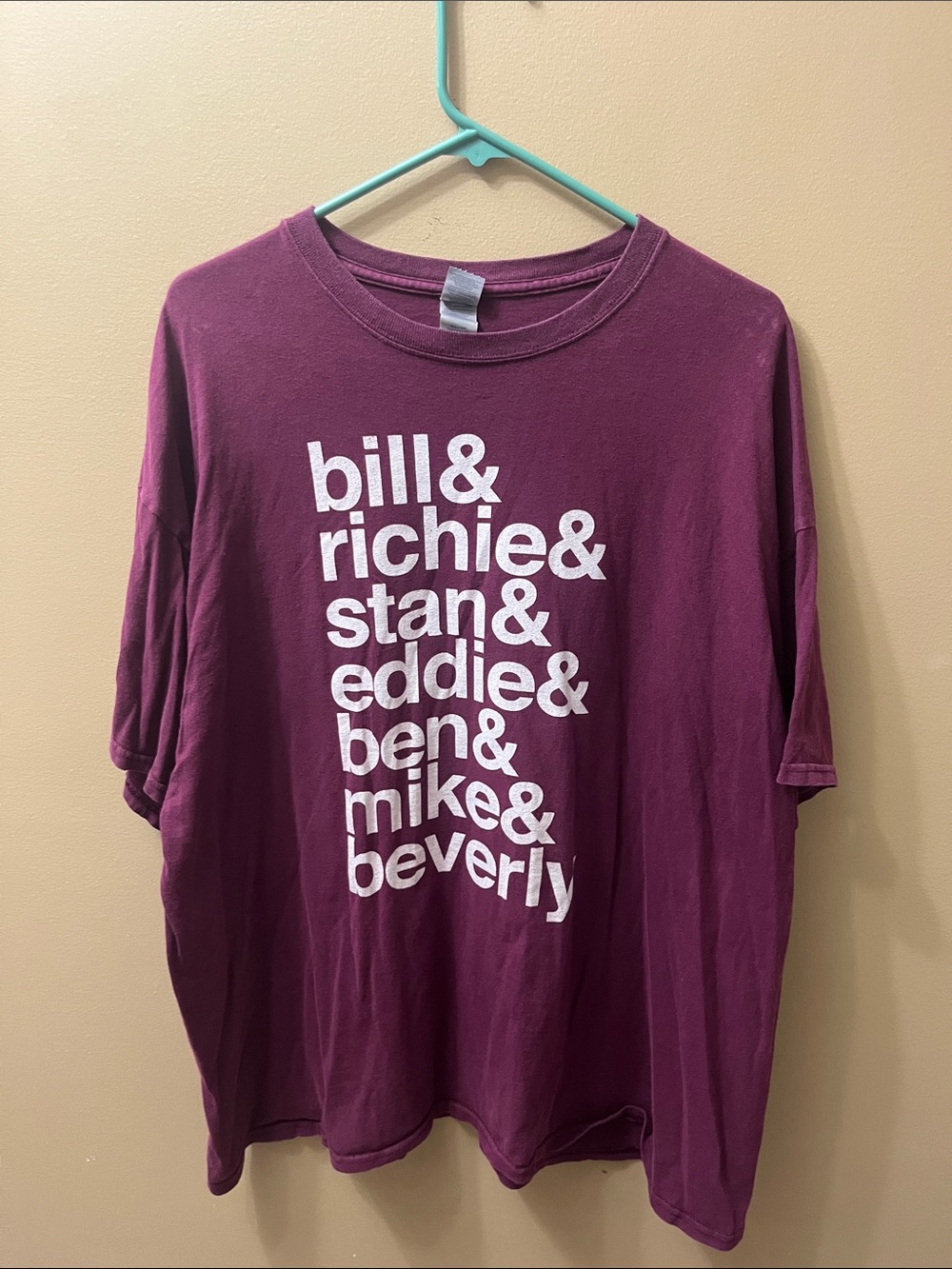 Gildan Plum Short-Sleeve IT Characters Tee with White Stacked Names